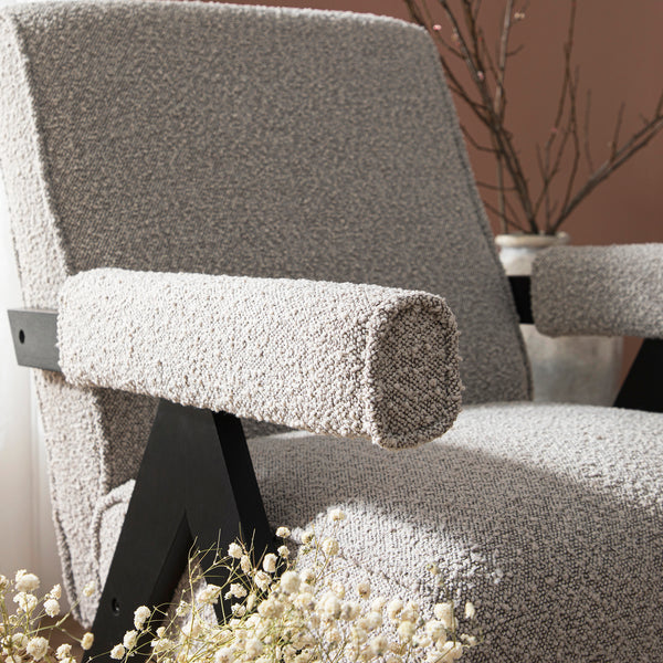 Chinnor Taupe Boucle Black Oak Frame Accent Chair