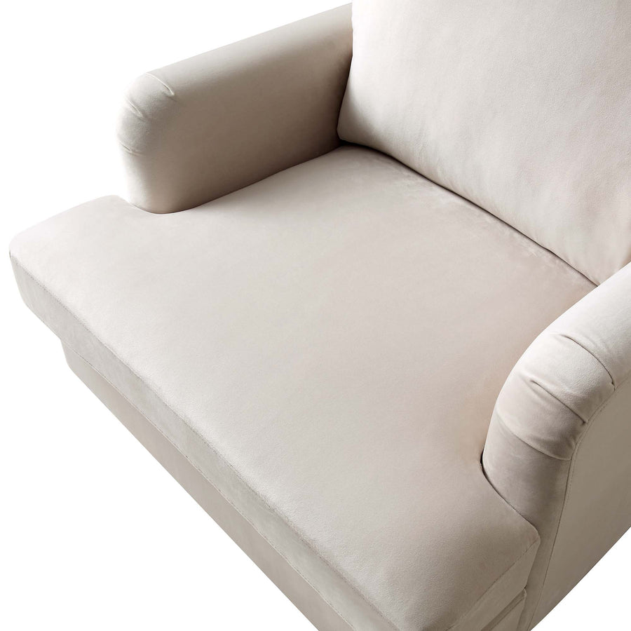 Brigette Beige Velvet Armchair with Antique Brass Castor Legs