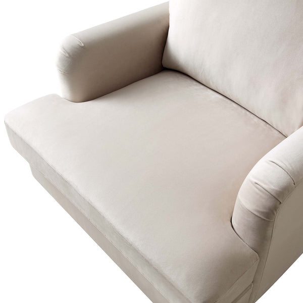 Brigette Beige Velvet Armchair with Antique Brass Castor Legs