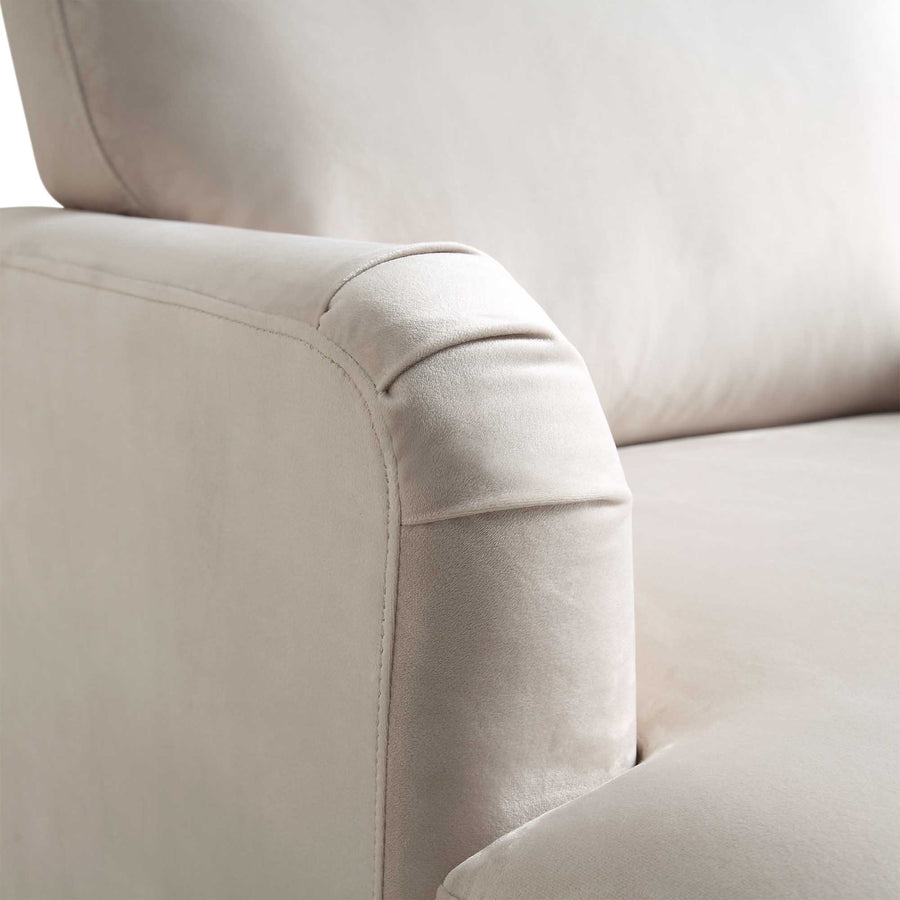 Brigette Beige Velvet Armchair with Antique Brass Castor Legs
