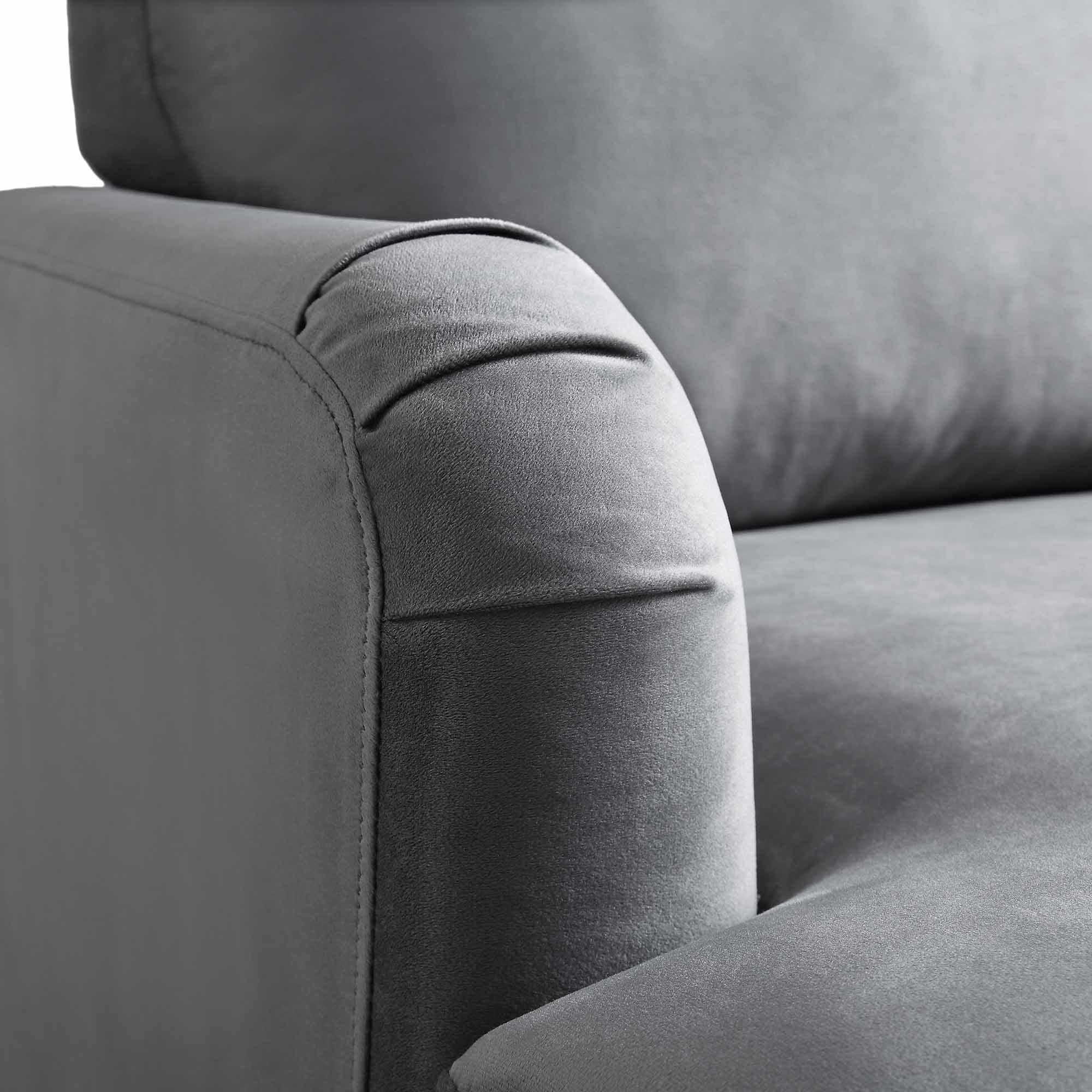 Brigette Grey Velvet Armchair with Antique Brass Castor Legs