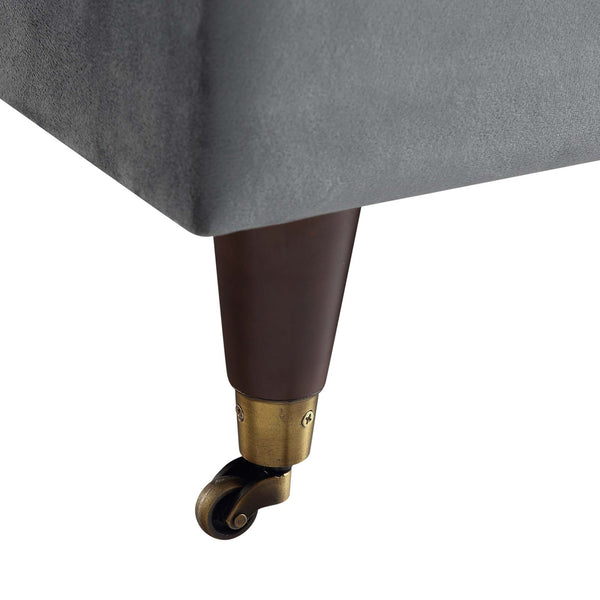 Brigette Grey Velvet Armchair with Antique Brass Castor Legs