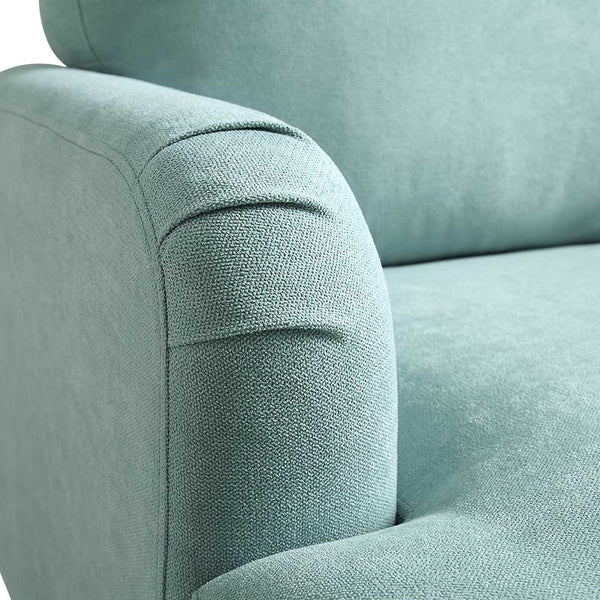 Brigette Mint Soft Brushed Fabric Armchair with Antique Brass Castor Legs