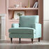 Brigette Mint Soft Brushed Fabric Armchair with Antique Brass Castor Legs - daals