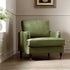 Brigette Olive Green Velvet Armchair with Antique Brass Castor Legs - daals