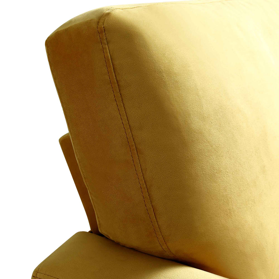 Brigette Mustard Velvet Armchair with Antique Brass Castor Legs