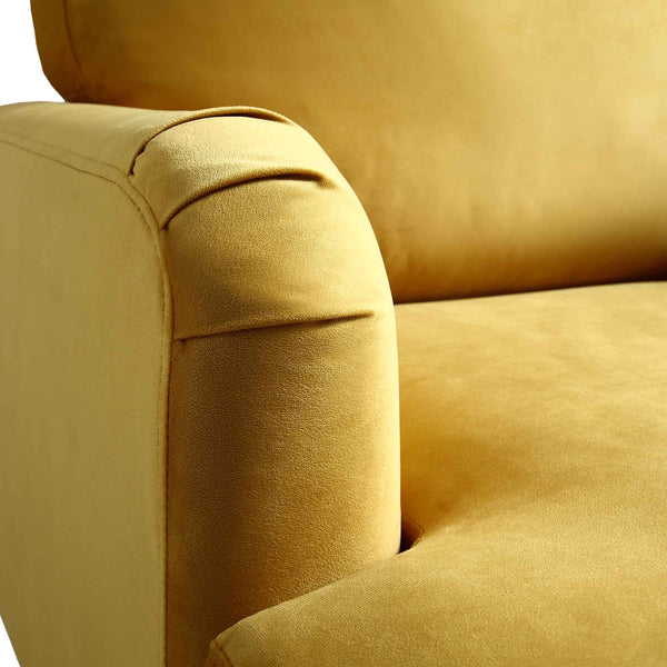 Brigette Mustard Velvet Armchair with Antique Brass Castor Legs