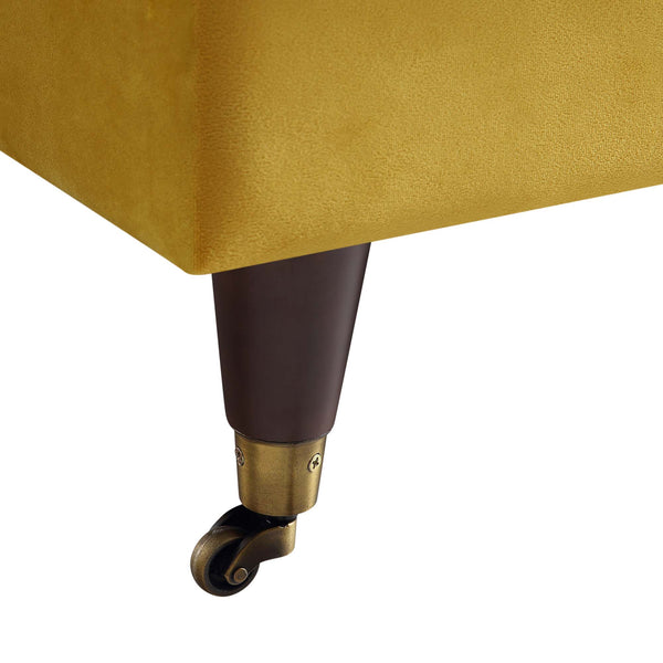 Brigette Mustard Velvet Armchair with Antique Brass Castor Legs