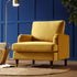 Brigette Mustard Velvet Armchair with Antique Brass Castor Legs - daals