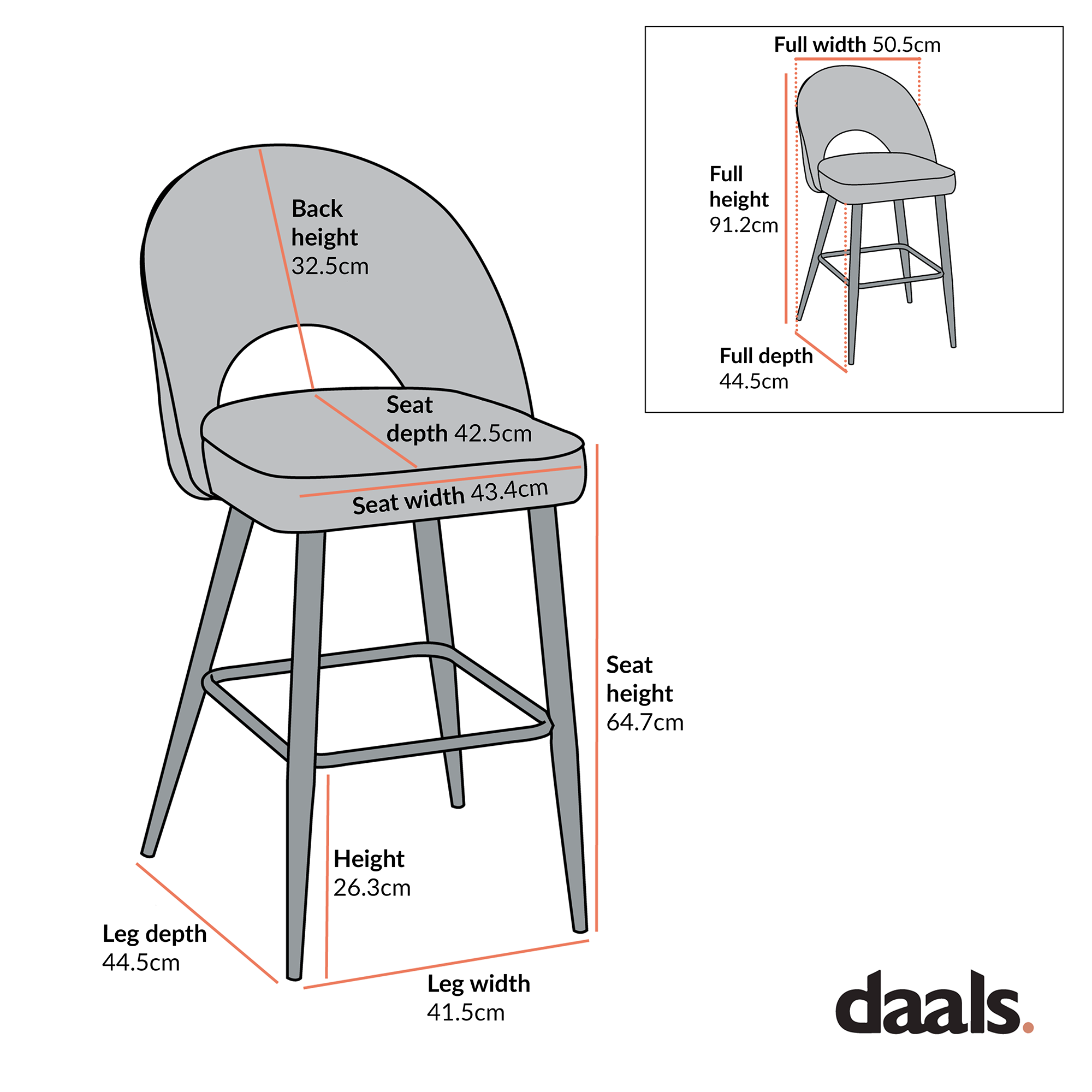 Oakley Set of 2 White Boucle Upholstered Counter Stools with Contrast Piping