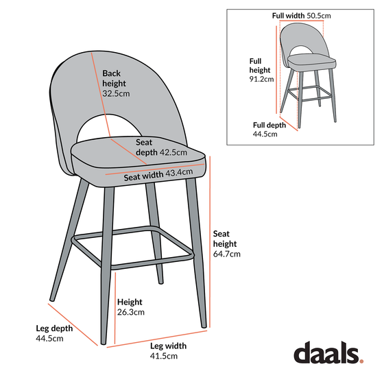 Oakley Set of 2 White Boucle Upholstered Counter Stools with Contrast Piping