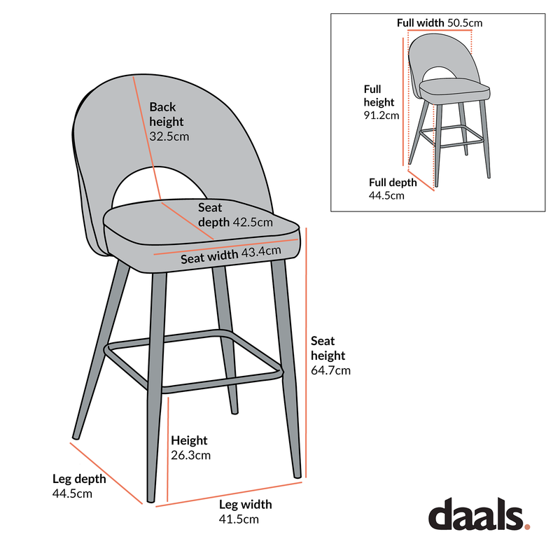 Oakley Set of 2 White Boucle Upholstered Counter Stools with Contrast Piping