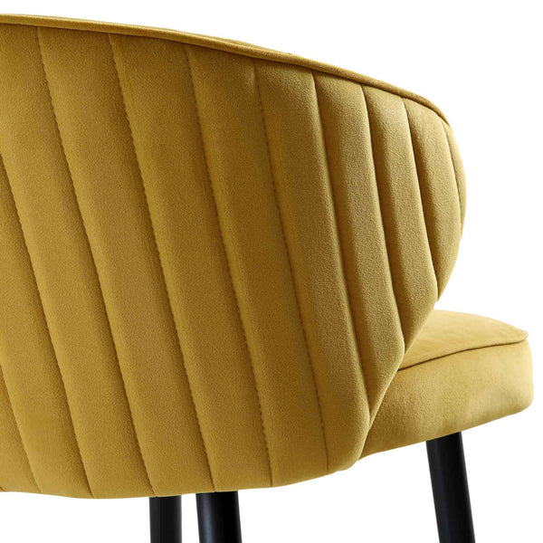 Langham Set of 2 Mustard Velvet Upholstered Carver Counter Stools