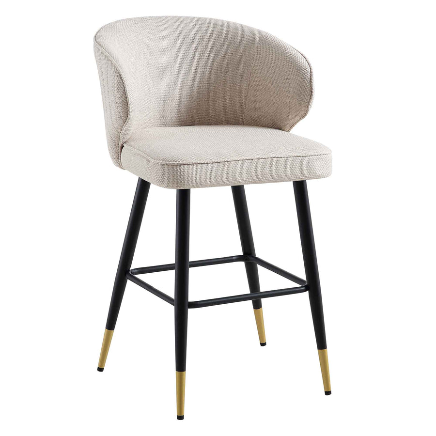 Langham Set of 2 Oatmeal Woven Fabric Upholstered Carver Counter Stools