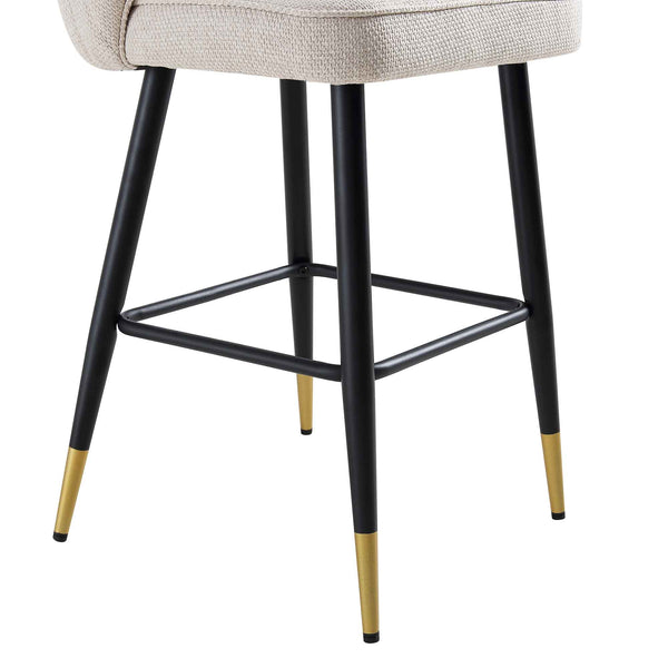 Langham Set of 2 Oatmeal Woven Fabric Upholstered Carver Counter Stools
