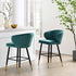 Langham Set of 2 Teal Velvet Upholstered Carver Counter Stools - daals
