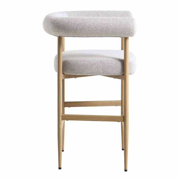 Fulbourn Beige Woven Counter Stool with Natural Wood Effect Legs