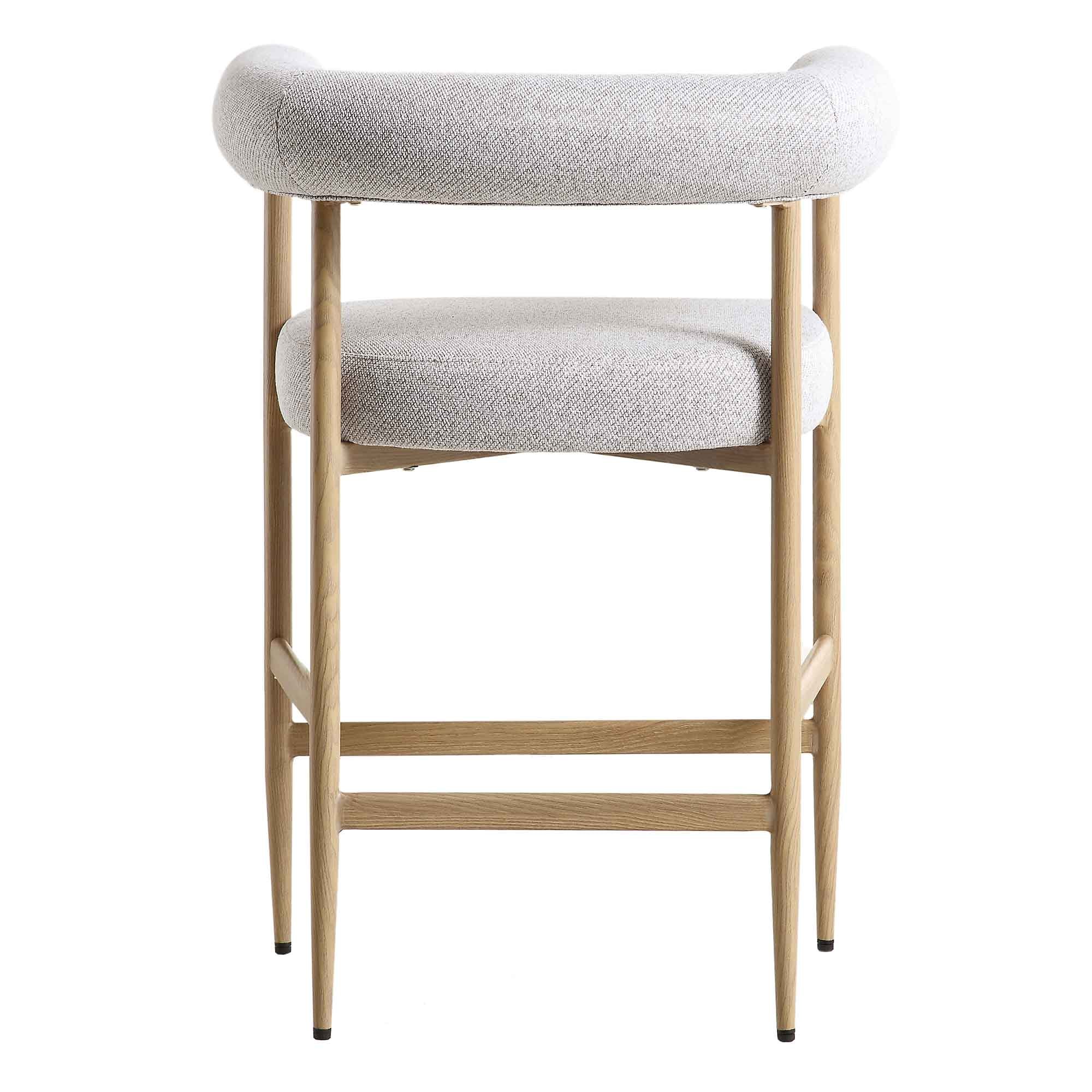 Fulbourn Beige Woven Counter Stool with Natural Wood Effect Legs
