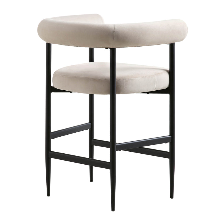Fulbourn Champagne Velvet Counter Stool with Black Legs daals