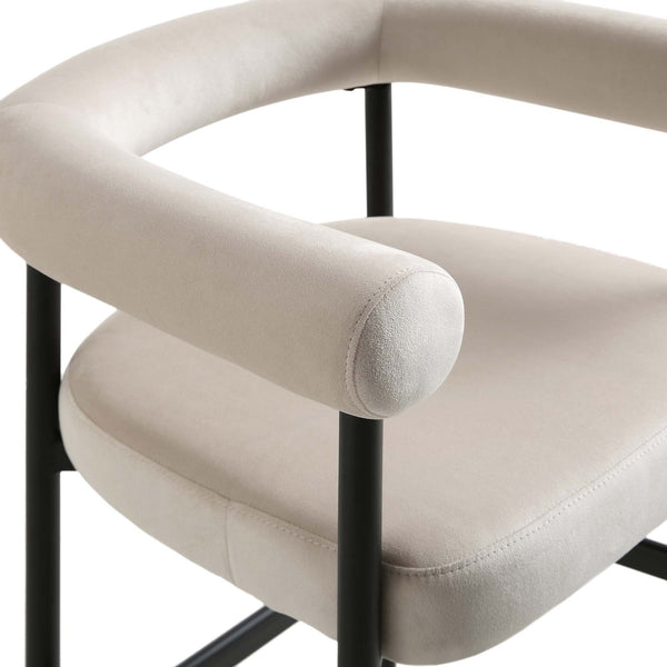 Fulbourn Champagne Velvet Counter Stool with Black Legs