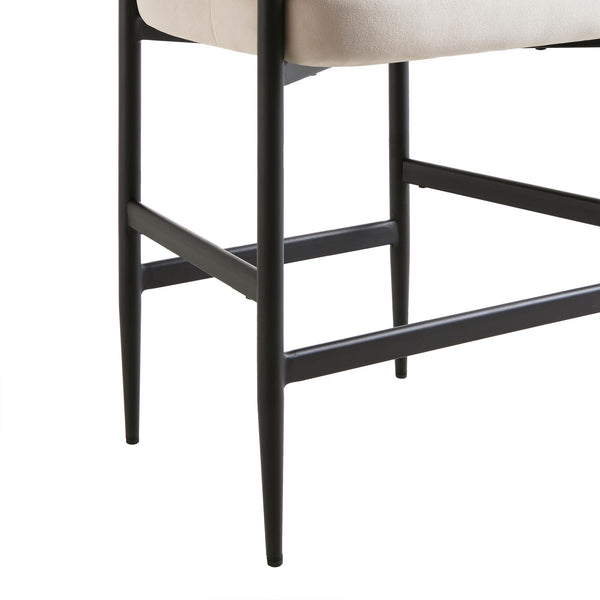 Fulbourn Champagne Velvet Counter Stool with Black Legs