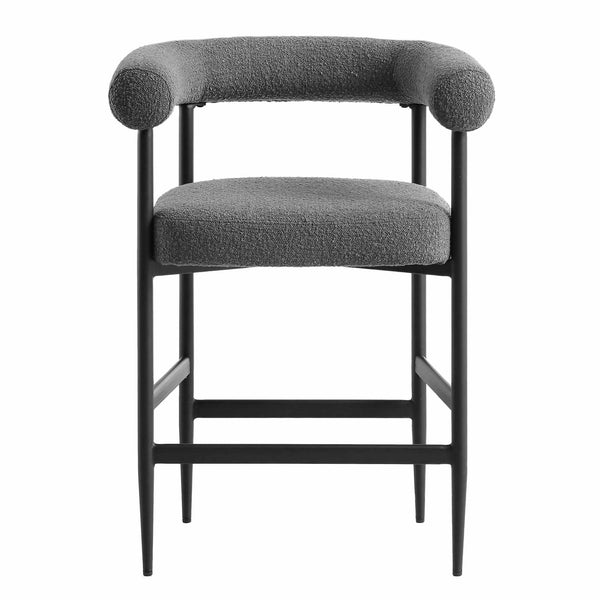 Fulbourn Charcoal Boucle Counter Stool with Black Metal Legs