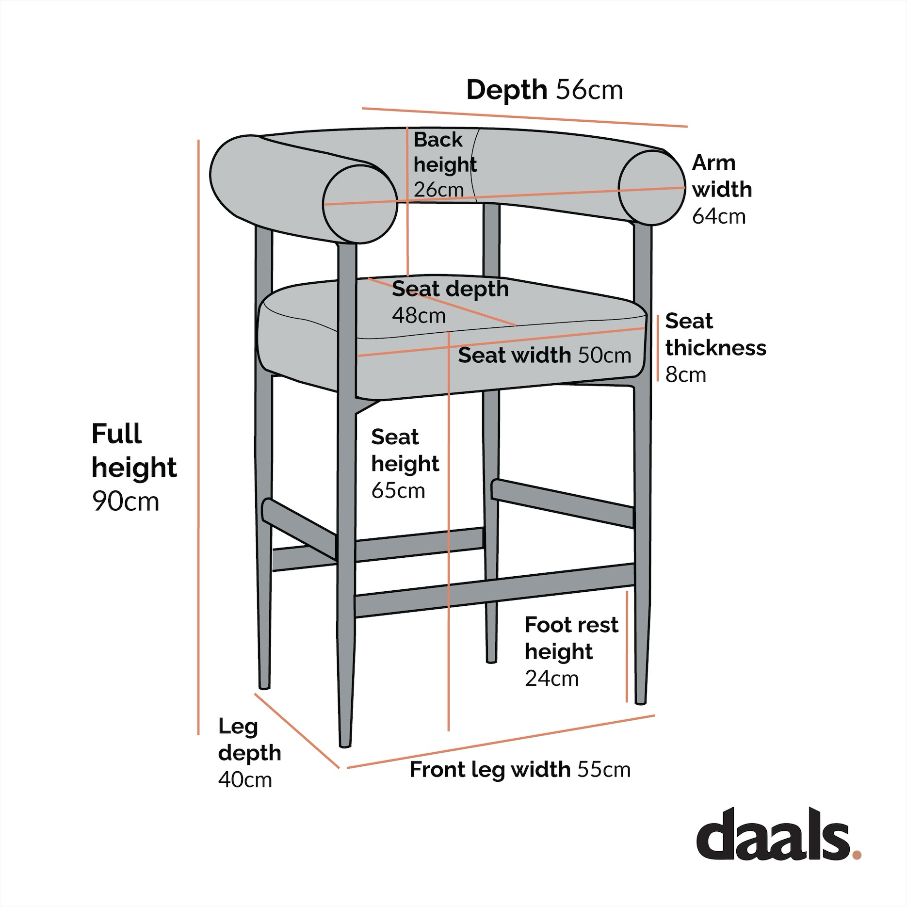 Rust Counter Chair Fulbourn Rust Velvet Counter Stool with Black Legs | daals