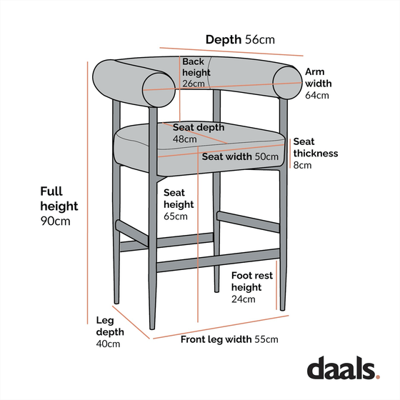 Fulbourn Charcoal Boucle Counter Stool with Black Metal Legs