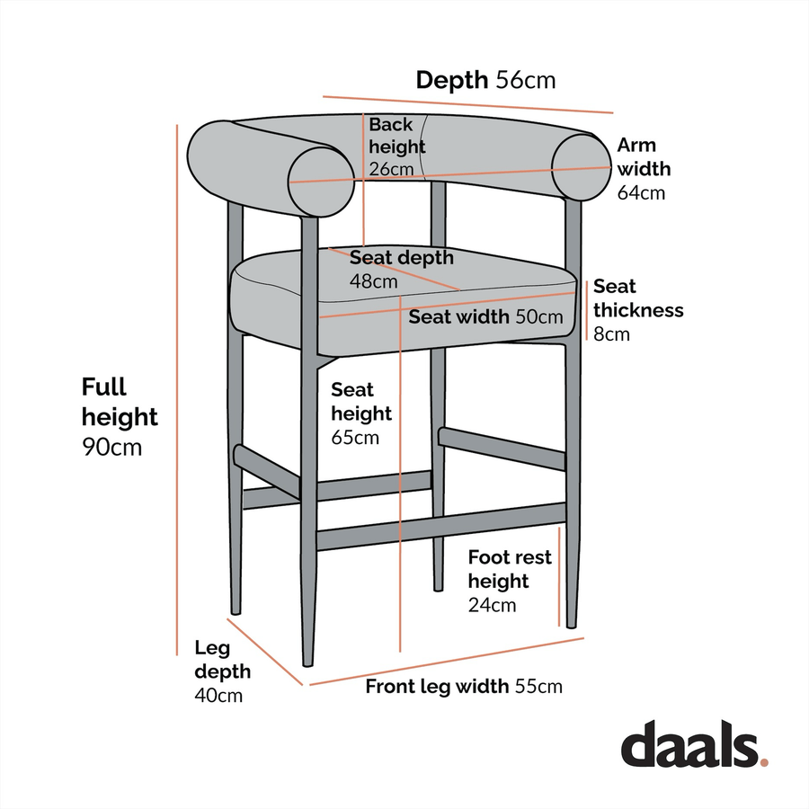 Fulbourn Charcoal Boucle Counter Stool with Black Metal Legs