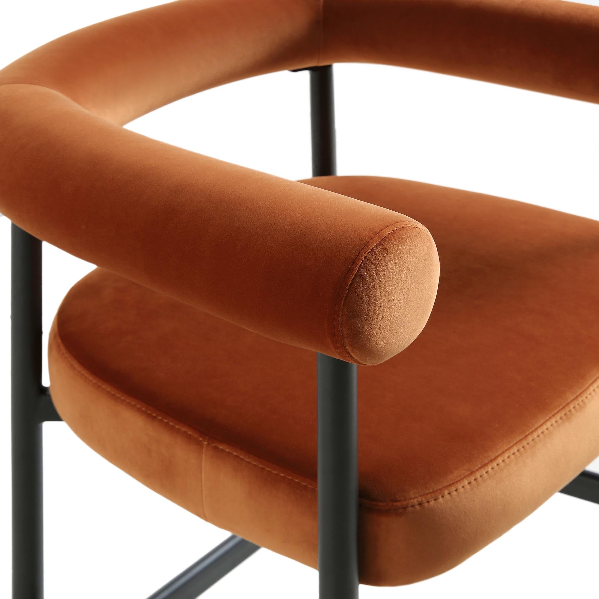 Fulbourn Rust Velvet Counter Stool with Black Legs | daals