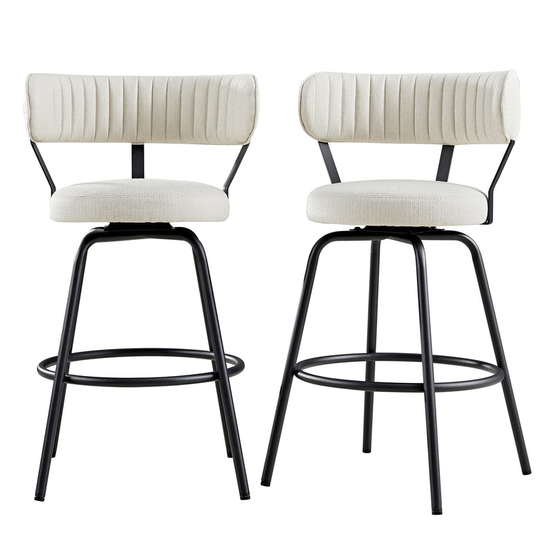 Lotte Set of 2 Swivel Counter Stools, Ivory Weave - daals
