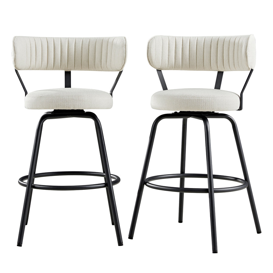 Lotte Set of 2 Swivel Counter Stools, Ivory Weave
