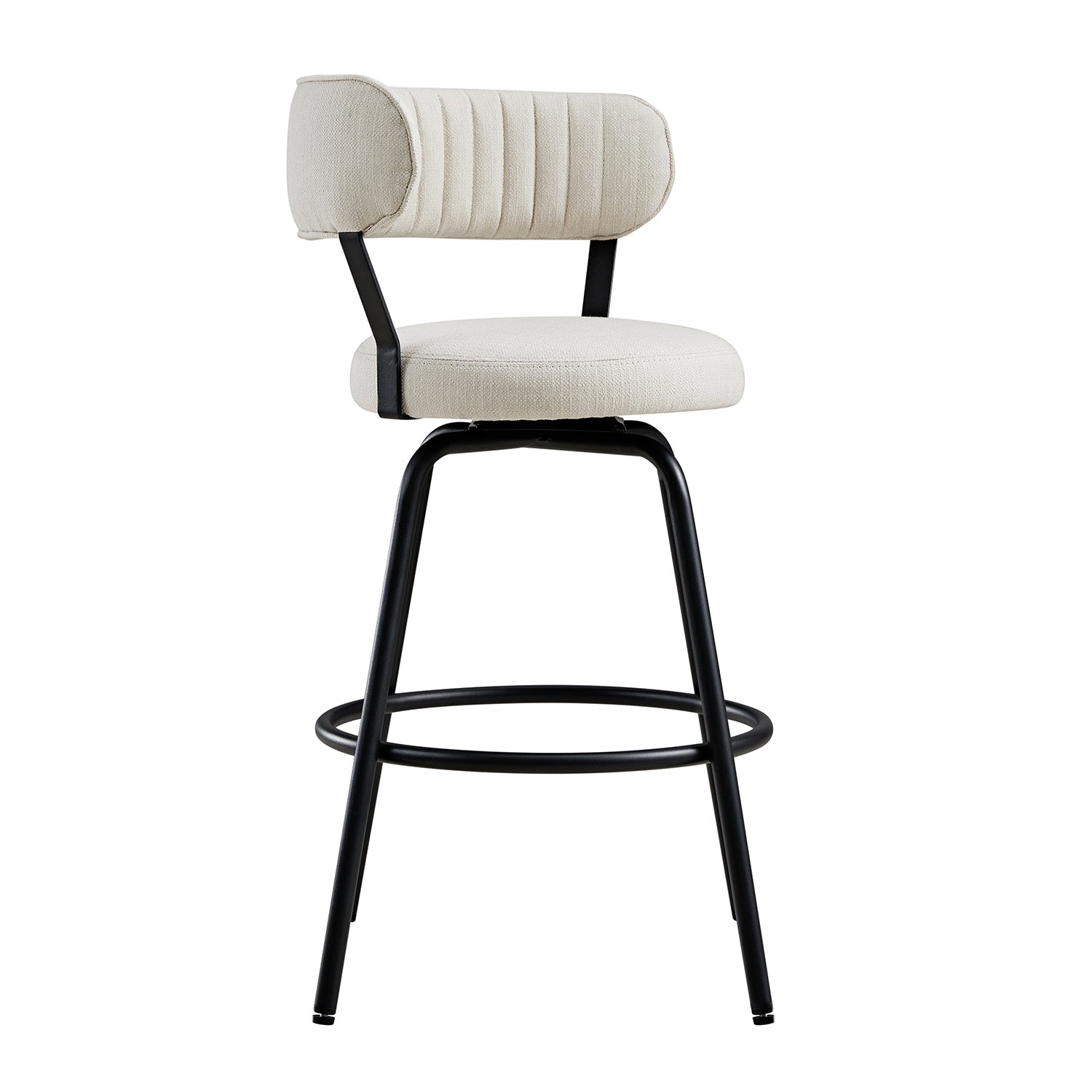 Lotte Set of 2 Swivel Counter Stools, Ivory Weave