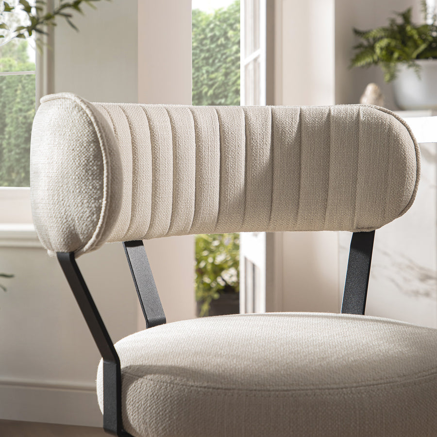 Lotte Set of 2 Swivel Counter Stools, Ivory Weave