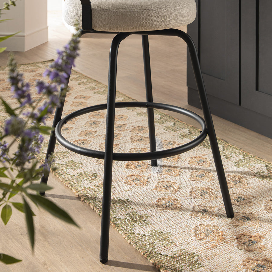 Lotte Set of 2 Swivel Counter Stools, Ivory Weave