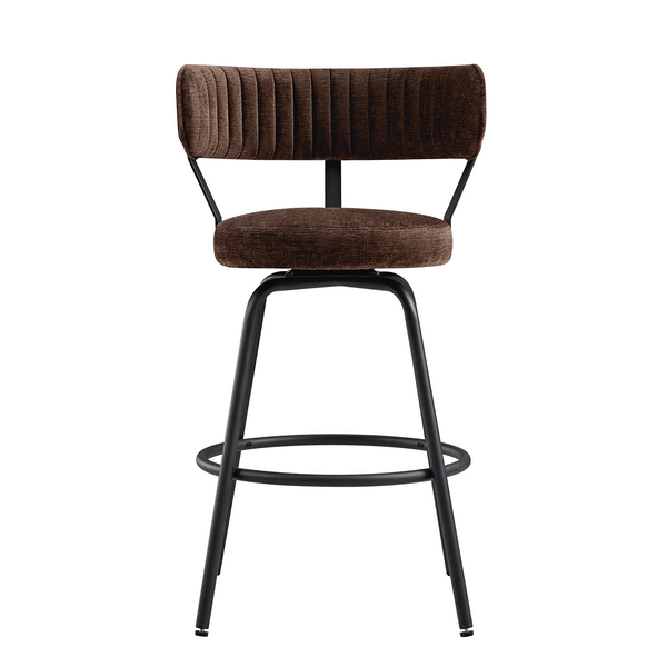 Lotte Set of 2 Swivel Counter Stools, Dark Mocha Chenille