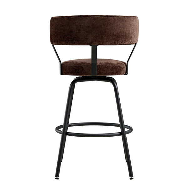 Lotte Set of 2 Swivel Counter Stools, Dark Mocha Chenille - daals