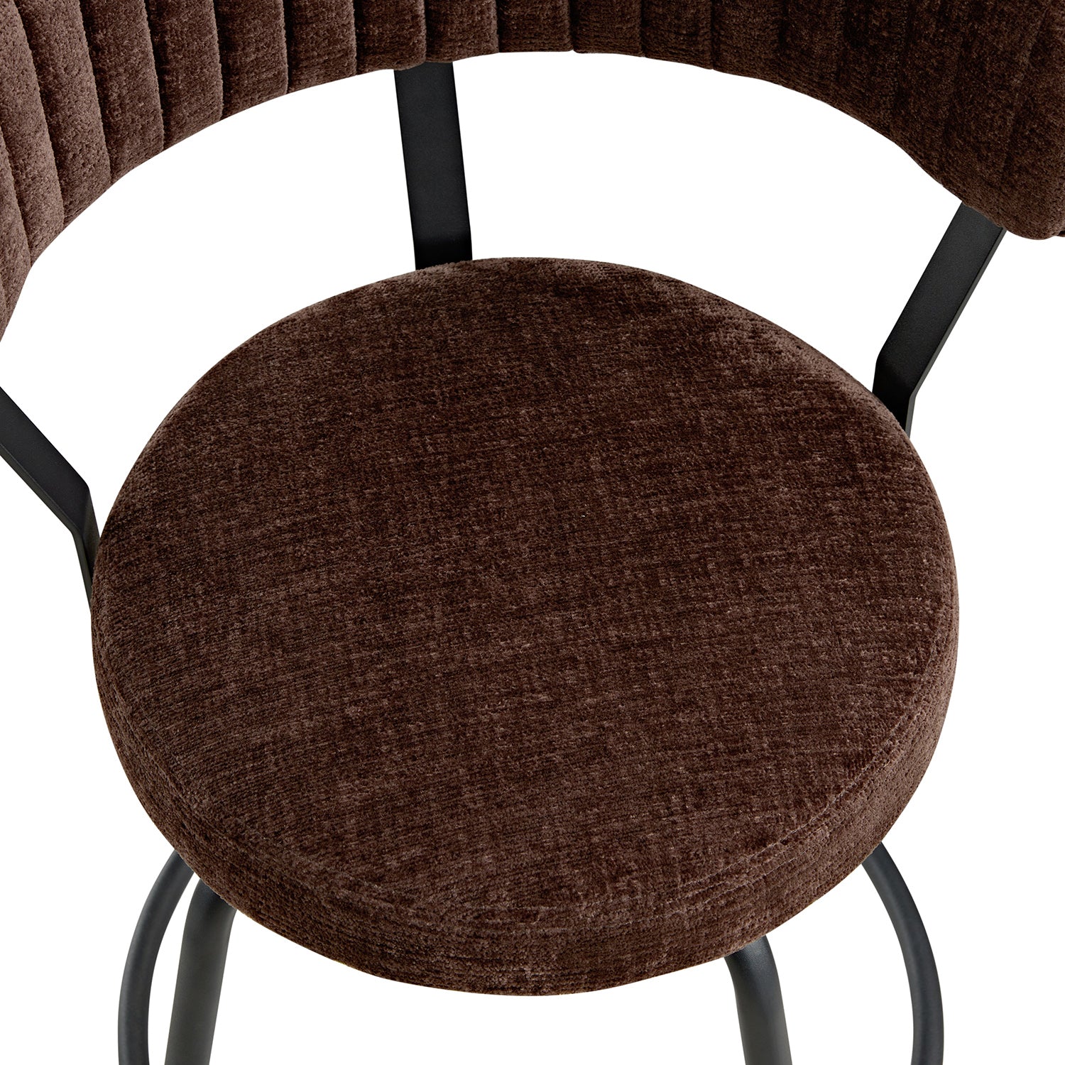Lotte Set of 2 Swivel Counter Stools, Dark Mocha Chenille