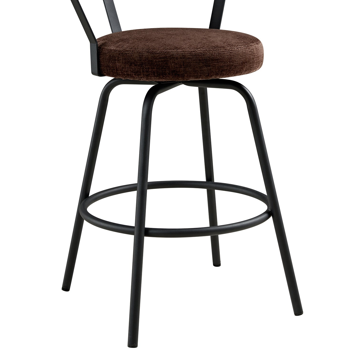 Lotte Set of 2 Swivel Counter Stools, Dark Mocha Chenille