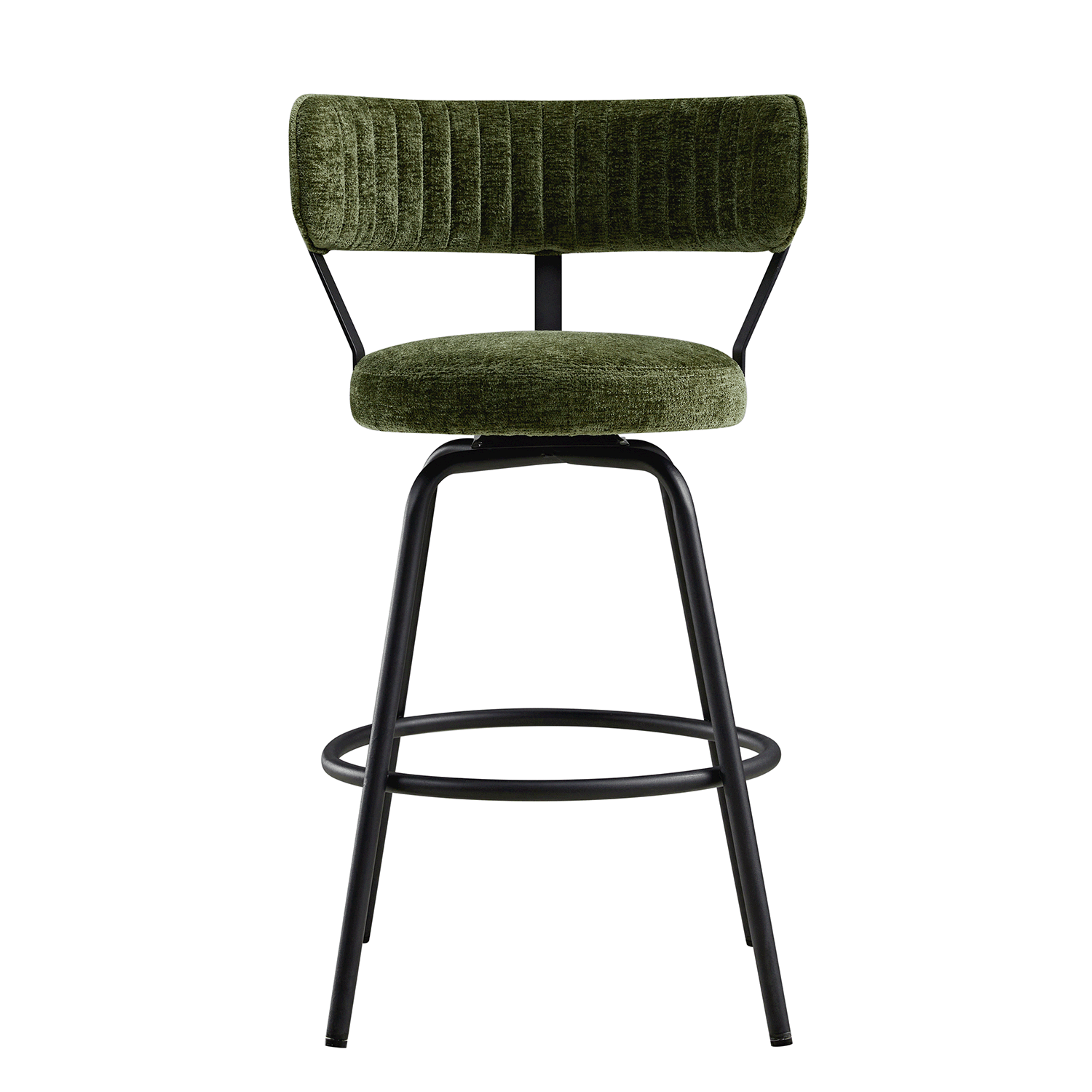 Lotte Set of 2 Swivel Counter Stools, Moss Green Chenille