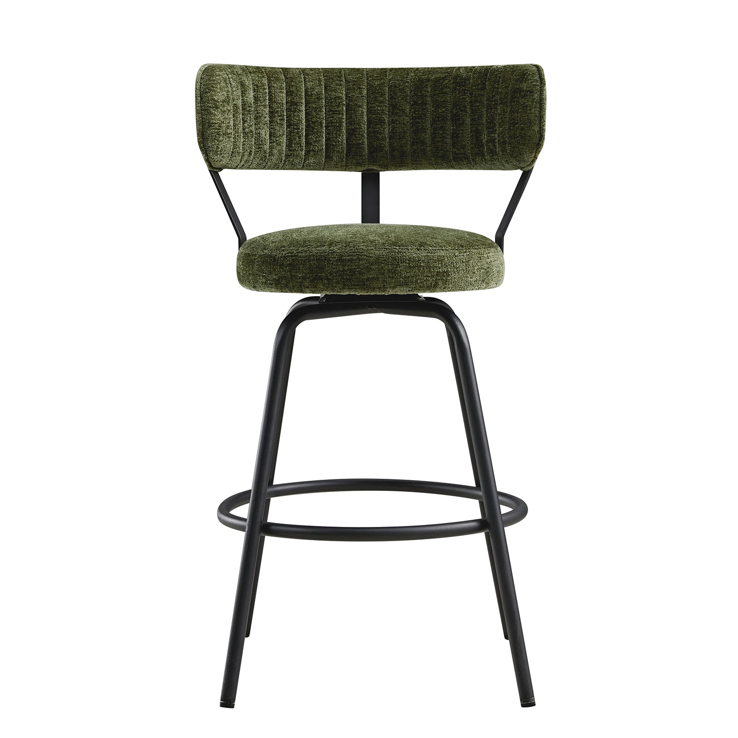 Lotte Set of 2 Swivel Counter Stools, Moss Green Chenille