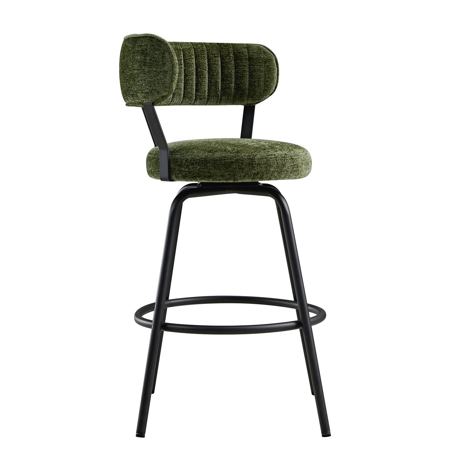 Lotte Set of 2 Swivel Counter Stools, Moss Green Chenille