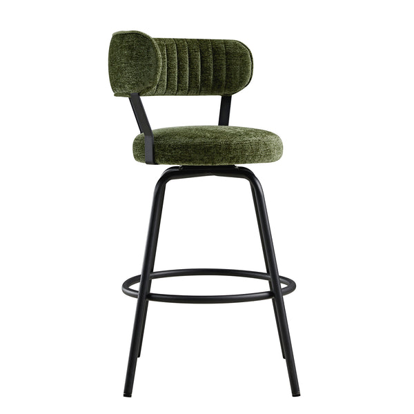Lotte Set of 2 Swivel Counter Stools, Moss Green Chenille - daals