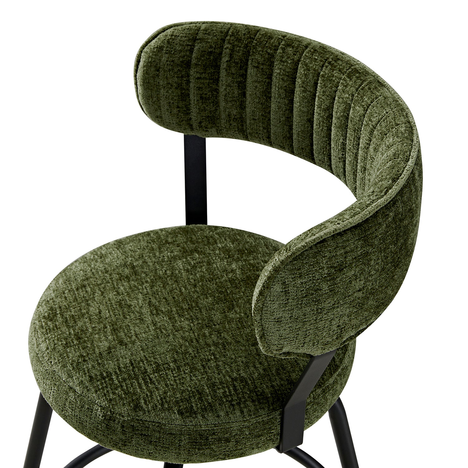 Lotte Set of 2 Swivel Counter Stools, Moss Green Chenille