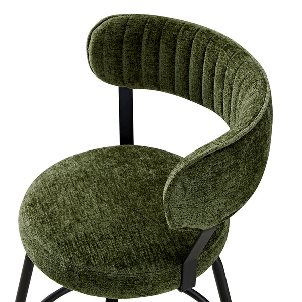 Lotte Set of 2 Swivel Counter Stools, Moss Green Chenille - daals