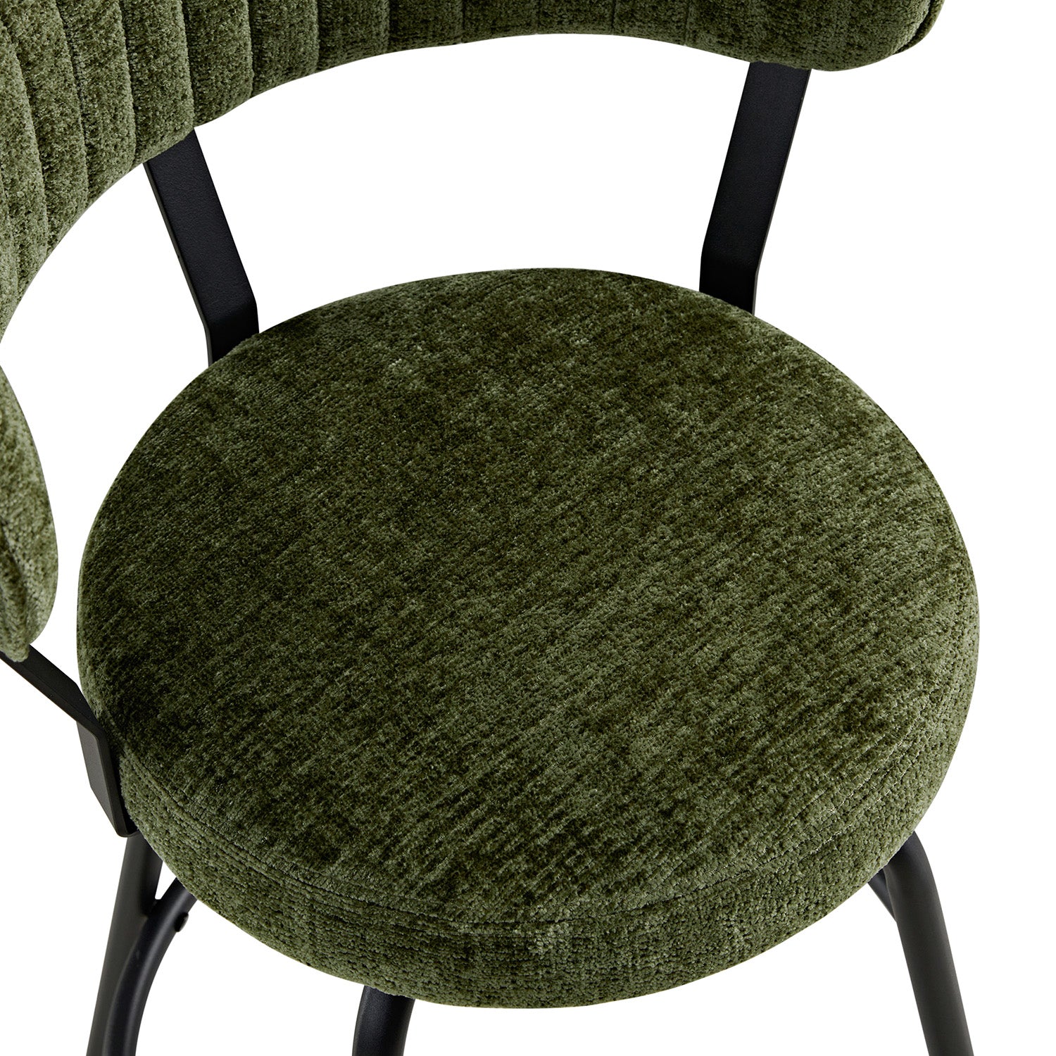 Lotte Set of 2 Swivel Counter Stools, Moss Green Chenille