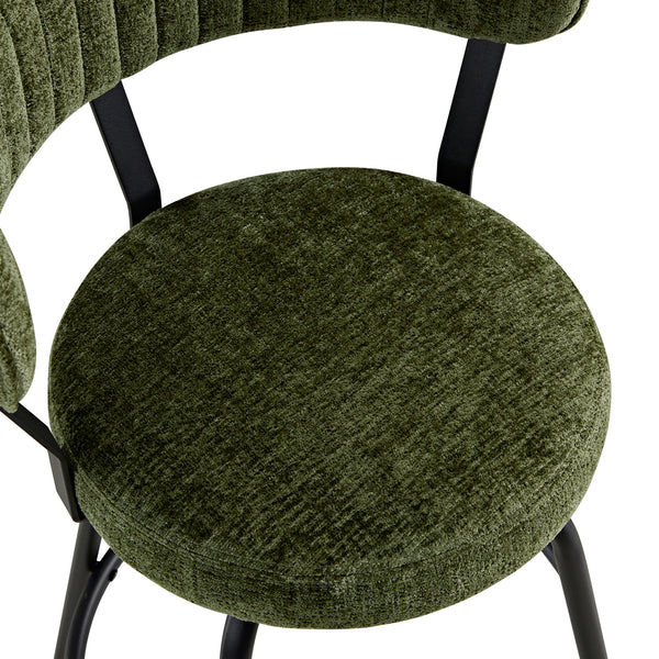 Lotte Set of 2 Swivel Counter Stools, Moss Green Chenille - daals