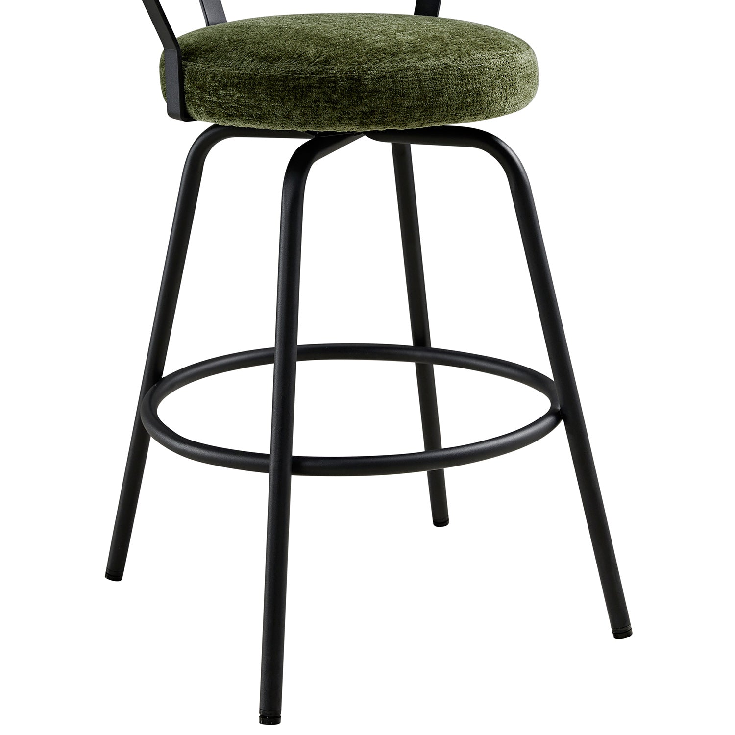 Lotte Set of 2 Swivel Counter Stools, Moss Green Chenille