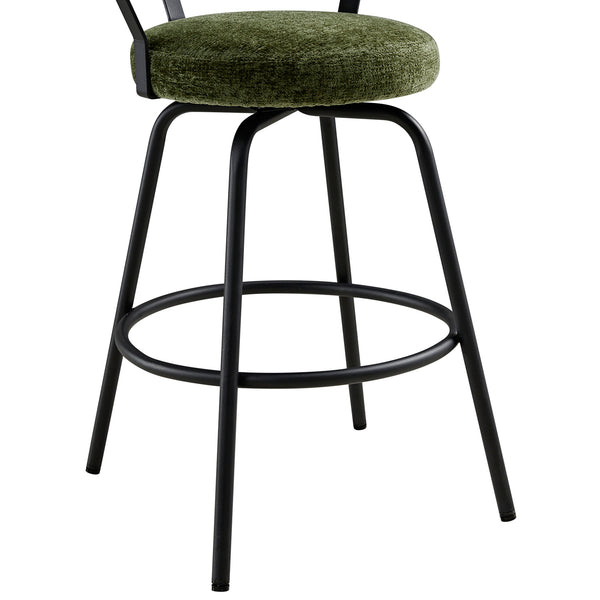 Lotte Set of 2 Swivel Counter Stools, Moss Green Chenille - daals