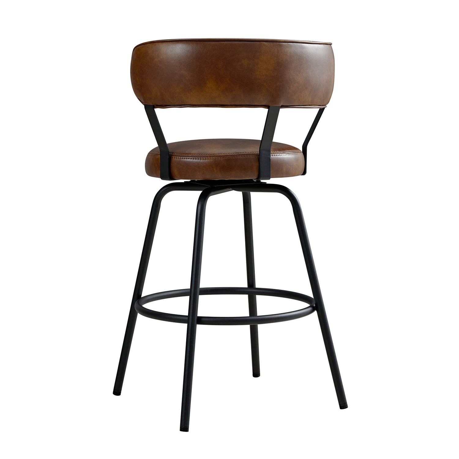 Lotte Set of 2 Swivel Counter Stools, Tan Faux Leather